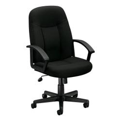 basyx by HON(R) VL601 Mid-Back Swivel Chair, 43in.H x 26in.W x 33 1/2in.D, Black Frame, Black Fabric