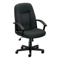 basyx by HON(R) VL601 Mid-Back Swivel Chair, 43in.H x 26in.W x 33 1/2in.D, Black Frame, Gray Fabric