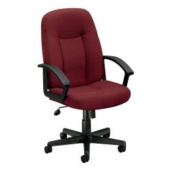 basyx by HON(R) VL601 Mid-Back Swivel Chair, 43in.H x 26in.W x 33 1/2in.D, Black Frame, Burgundy Fabric