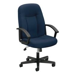 basyx by HON(R) VL601 Mid-Back Swivel Chair, 43in.H x 26in.W x 33 1/2in.D, Black Frame, Navy Fabric
