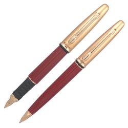 Yafa Scenario Fountain Pen And Ballpoint Pen Set, Medium Point, 1.0 mm, Red Barrel, Black/Blue Ink