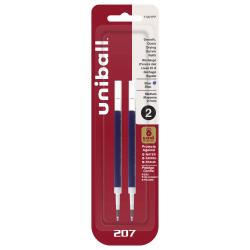 uni-ball (R) 207 (TM) Retractable Gel Pen Refills, Medium Point, 0.7 mm, Blue Ink, Pack Of 2