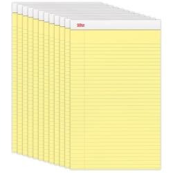 Office Depot Brand Perforated Writing Pads, 8 1/2in. x 14in., Legal Ruled, 50 Sheets, Canary, Pack Of 12 Pads