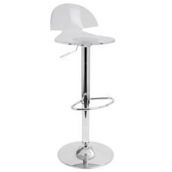 LumiSource Venti Acrylic Bar Stool, 38in.H x 16in.W x 16in.D, Chrome/Clear