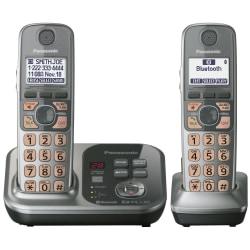 Panasonic(R) KX-TG7732S DECT 6.0 Digital Dual-Handset Bluetooth(R) Cordless Phone With Answering, Silver