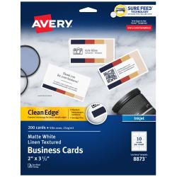 Avery Inkjet Clean-Edge <b>Business</b> Cards With Linen Texture, in. x 3 ...
