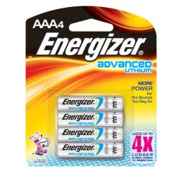 Energizer(R) Lithium Advanced AAA Batteries, Pack Of 4
