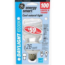 GE Spiral Compact Fluorescent Bulb, 26 Watts (100 Watts Equivalent)