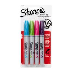 UPC 071641049444 product image for Sharpie(R) Brush-Tip Permanent Markers, Assorted, Pack Of 4 | upcitemdb.com