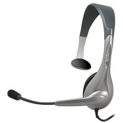 Cyber Acoustics AC-104 Universal Mono Headset With Noise-Canceling Boom Microphone, Platinum/Black