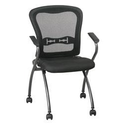 Office Star (TM) Pro-Line (TM) II 2-Pack Deluxe Folding Chairs With ProGrid Back, 36 1\/2in.H x 24in.W x 23 3\/4in.D, Black\/Titanium