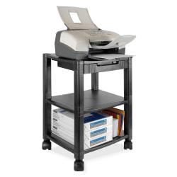 Kantek 3-Shelf Mobile Printer/Fax Stand, 19 3/4in-24 1/4in.H x 17in.W x 13 1/4in.D, Black