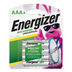 Energizer(R) NiMH Rechargeable AAA Batteries, Pack Of 4
