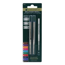 Monteverde (R) Ballpoint Refills For Montblanc Ballpoint Pens, Medium Point, 0.7 mm, Blue/Black Ink, Pack Of 2