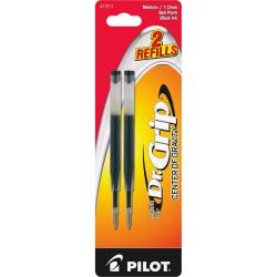 Pilot (R) Dr. Grip (TM) Center Of Gravity Ballpoint Pen Refills, Medium Point, 1.0 mm, Black, Pack Of 2