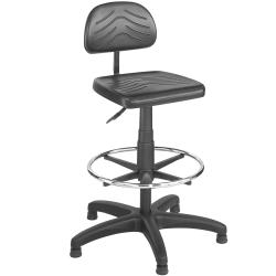 Safco (R) Task Master (R) Economy Workbench Task Stool, 36 to 44in.H x 25in.W x 25in.D, Black Frame, Black Fabric