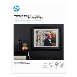 HP Premium Plus Soft-Gloss Photo Paper, 8 1/2in. x 11in., Pack Of 50 Sheets