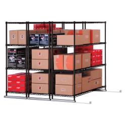OFM X5 Lite Space-Saving Sliding Wire Storage, 72in.H x 36in.W x 18in.D, Black, 3 Units