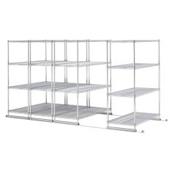OFM X5 Lite Space-Saving Sliding Wire Storage, 72in.H x 36in.W x 18in.D, Silver, 4 Units