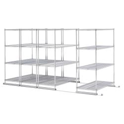 OFM X5 Lite Space-Saving Sliding Wire Storage, 72in.H x 48in.W x 18in.D, Silver, 4 Units