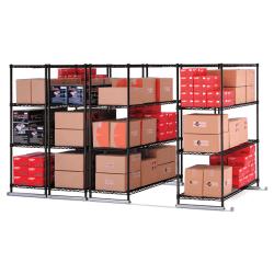 OFM X5 Lite Space-Saving Sliding Wire Storage, 72in.H x 48in.W x 24in.D, Black, 4 Units