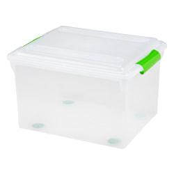 Iris(R) Stor N Slide File Boxes, Legal Size, Clear/Green, Pack Of 4