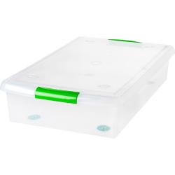 Iris(R) Stor N Slide Unberbed Box, 28 1/2in. x 18in. x 6 3/10in, Clear/Green, Pack Of 6