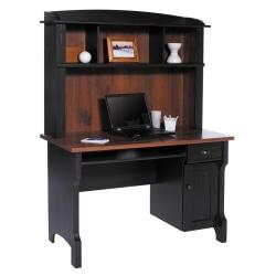 Christopher Lowell Shore Mini Solutions Computer Desk With Hutch, 63 1/4in.H x 47 1/2in.W x 23 1/2in.D, Antique Black