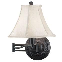 Kenroy 16in. Swing-Arm Wall Lamp, Oil-Rubbed Bronze Finish With Cream Bell Shade