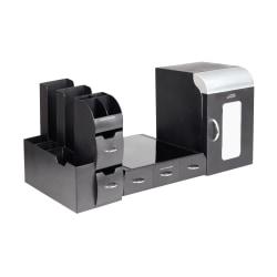 Mind Reader 3-In-1 Breakroom Organizer With Mini Refrigerator, Black