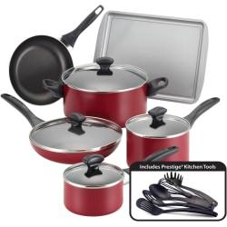 Farberware 15-Piece Cookware Set, Red