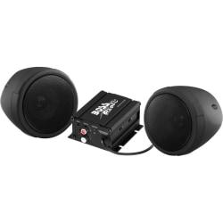 BOSS AUDIO MCBK420B Black 600 watt Motorcycle/ATV Sound System with Bluetooth Audio Streaming, One pair of 3in. Weather Proof Speakers, Aux Input and Volume Con