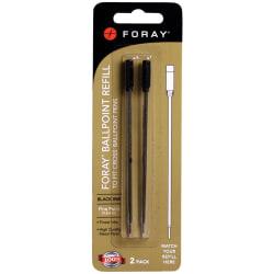 FORAY (R) Pen Refills For Cross (R) Ballpoint Pens, Fine Point, 0.8mm, Black, Pack Of 2