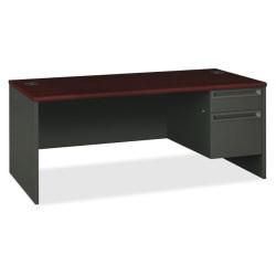 HON(R) 38000 Series Right-Pedestal Office Desk, 29 1/2in.H x 72in.W x 36in.D, Mahogany/Charcoal