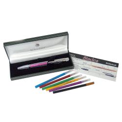 Monteverde (R) Shades Rollerball Pen Kit with Refills, Medium Point, 0.8 mm, Clear Barrel, Black Ink
