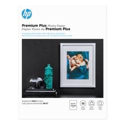 HP Premium Plus Glossy Photo Paper, 8 1/2in. x 11in., Pack Of 50 Sheets