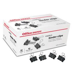 Office Depot Brand Binder Clips, 1 1/4in., Black, Pack Of 144 (12 Boxes Of 12 Clips)