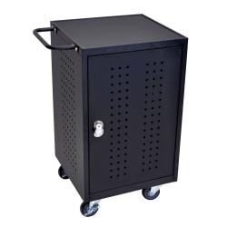 Luxor LLTM30-B-RFID 30-Tablet Charging Cart, 36in.H x 26in.W x 20in.D, Black