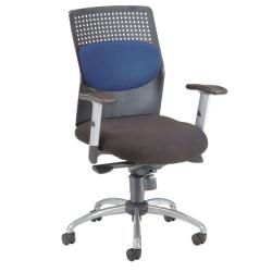 OFM AirFlo Series Fabric Chair, 42in.H x 26in.W x 27in.D, Black/Silver Frame, Blue Fabric