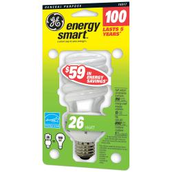 GE Spiral Compact Fluorescent Bulb, 26 Watts (100 Watts Equivalent)
