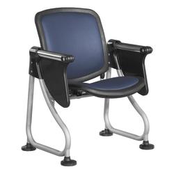OFM ReadyLink Row Seating, Starter Seat With Tablet, 35in.H x 26 1/2in.W x 20in.D, Silver Frame, Blue Fabric