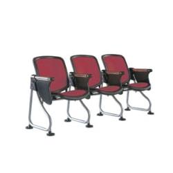 OFM ReadyLink Row Seating, Starter Seat With Tablet, 35in.H x 26 1/2in.W x 20in.D, Silver Frame, Maroon Fabric