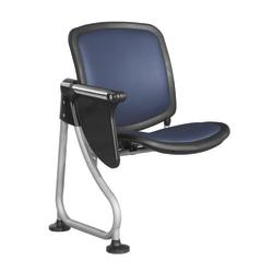 OFM ReadyLink Row Seating, Add-On Seat With Tablet, 35in.H x 25in.W x 20in.D, Silver Frame, Blue Fabric