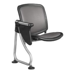 OFM ReadyLink Row Seating, Add-On Seat With Tablet, 35in.H x 25in.W x 20in.D, Silver Frame, Charcoal Fabric