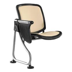 OFM ReadyLink Row Seating, Add-On Seat With Tablet, 35in.H x 25in.W x 20in.D, Silver Frame, Peach Fabric