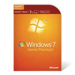 Microsoft Windows 7 Home Premium Family Pack, Upgrade Version For 3 Users