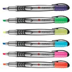 Foray(R) Pen-Style Contoured-Grip Highlighters, Assorted Colors, Pack Of 12
