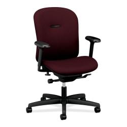 HON(R) Mirus Low-back Task Chair, 39 1/2in.H x 27 1/2in.W x 36in.D, Black Frame, Wine Fabric