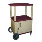H. Wilson 42in. Plastic Utility Cart With Locking Cabinet And Big Wheel Kit, Burgundy by H. Wilson