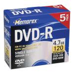 Memorex(R) DVD-R Recordable Media, 4.7GB/120 Minutes, Pack Of 5
